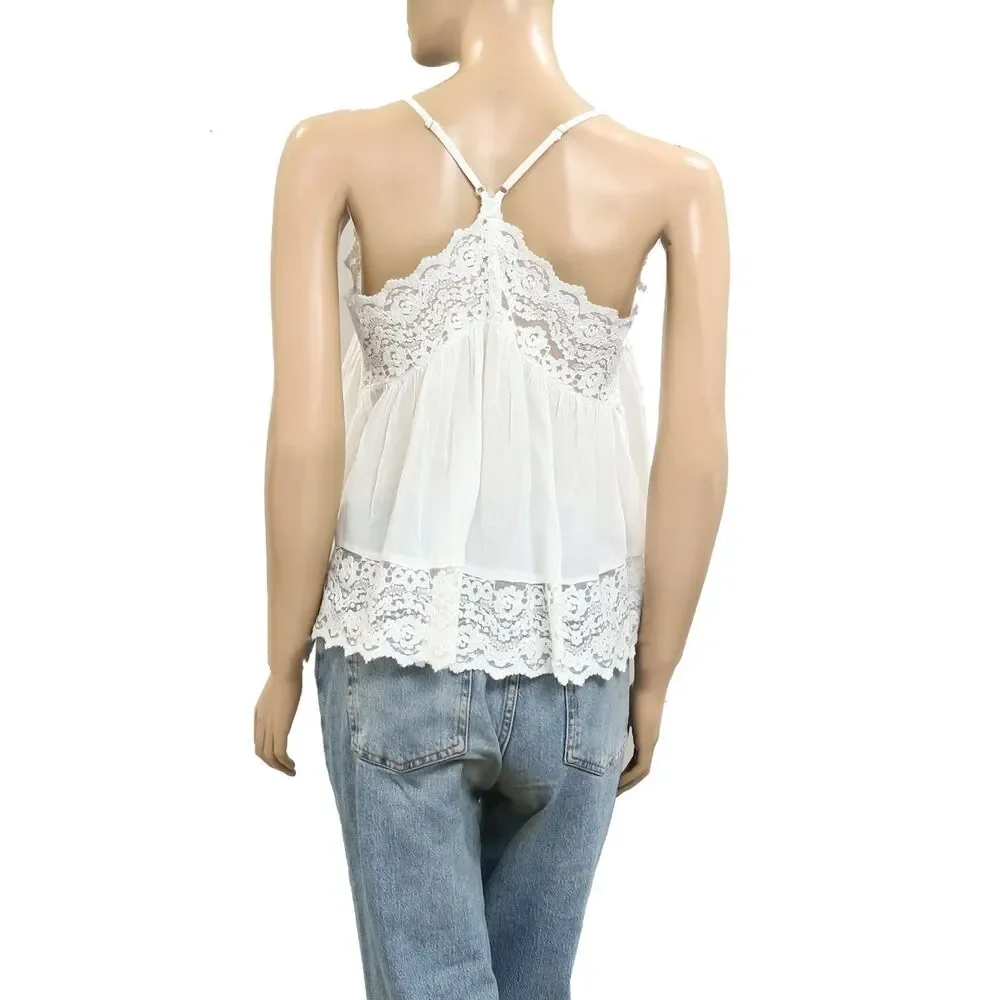 Intimately Free People Fiona Cami Blouse Top Tank Sleeveless Lace Slip L 288379